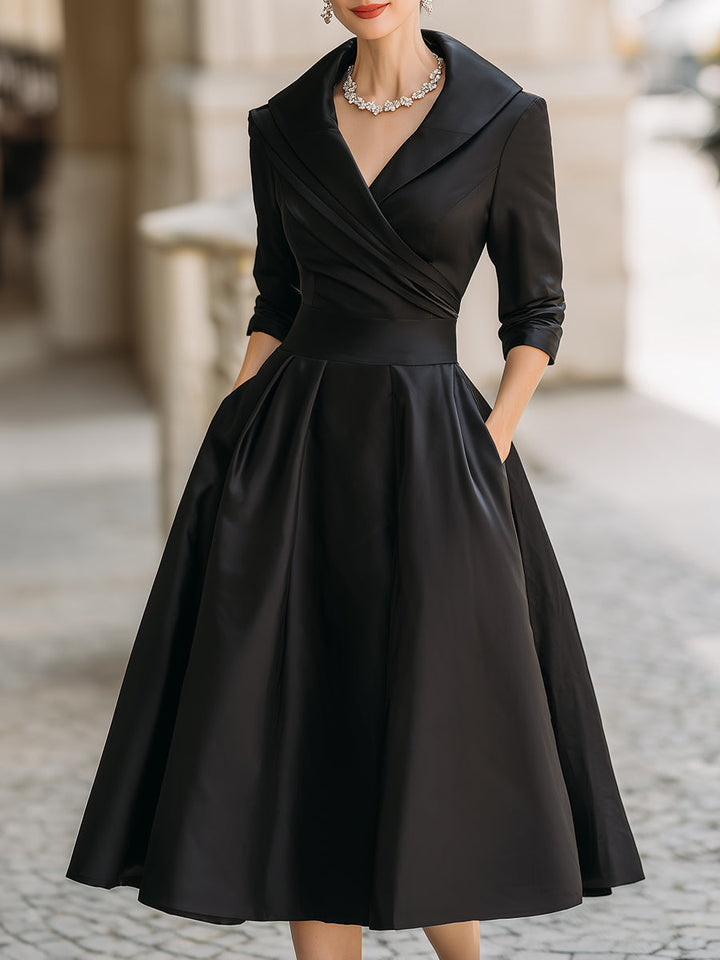 Constance | Shawl Collar Midi Dress