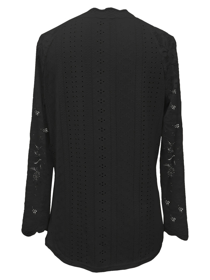Felicity | Lace-Trimmed Eyelet Top