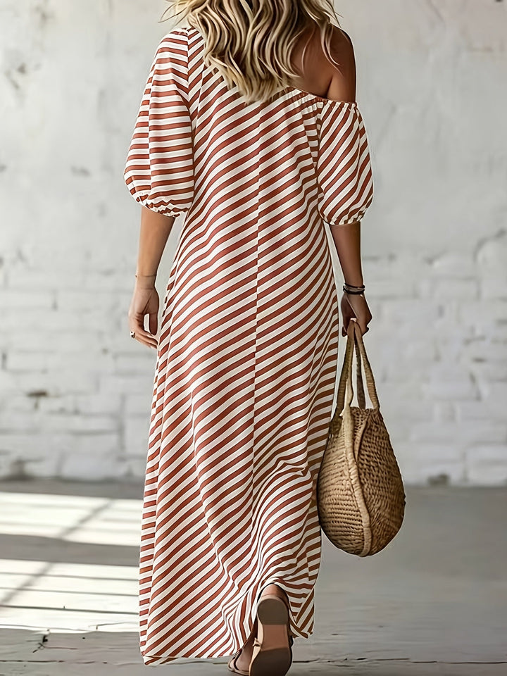 Grace | Off-Shoulder Striped Maxi Dress