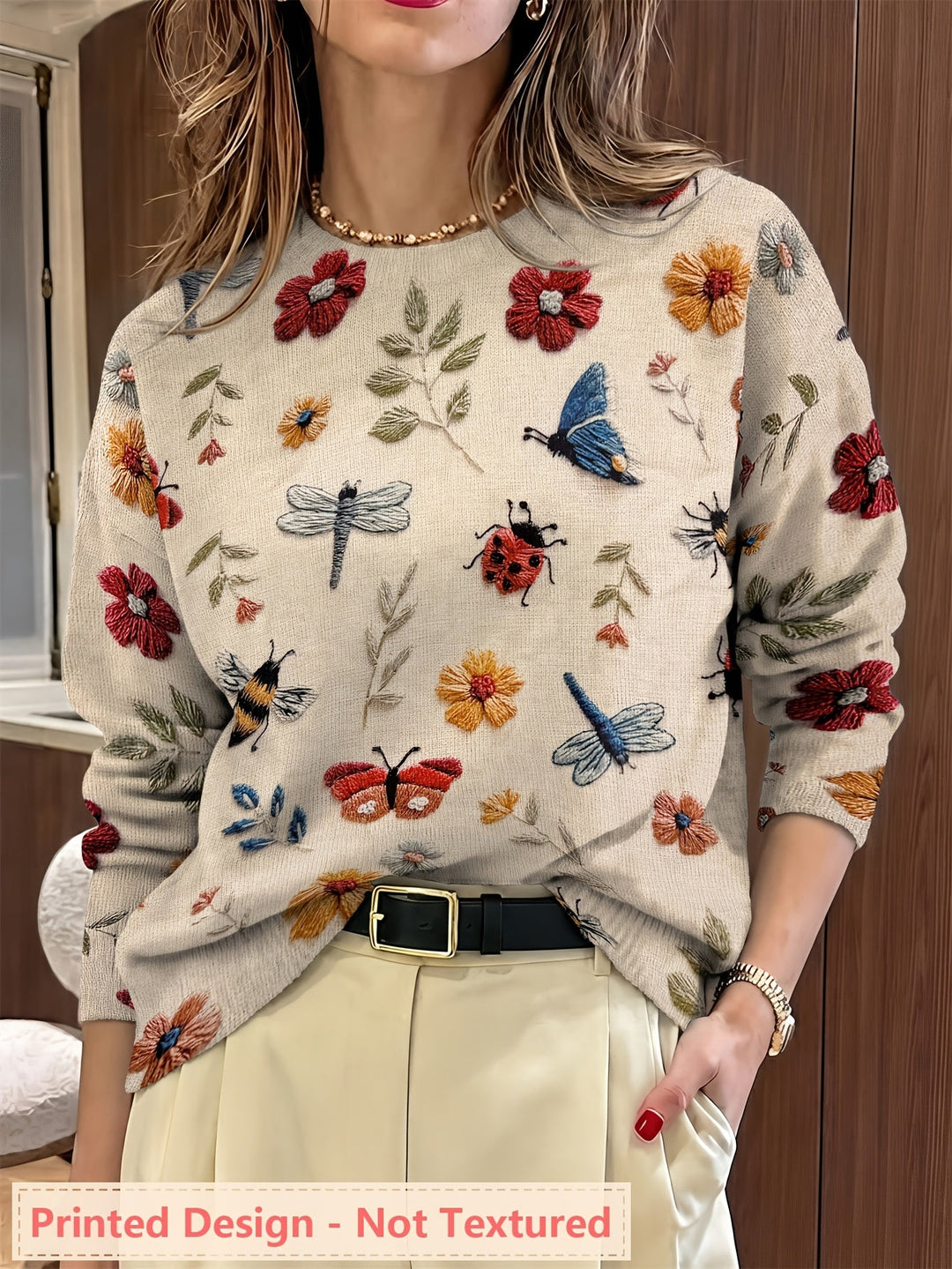 Sylvia | Embroidered Botanical Crewneck Jumper