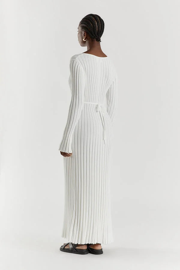Ruby | Softly Ribbed V-Neck Midi Dress