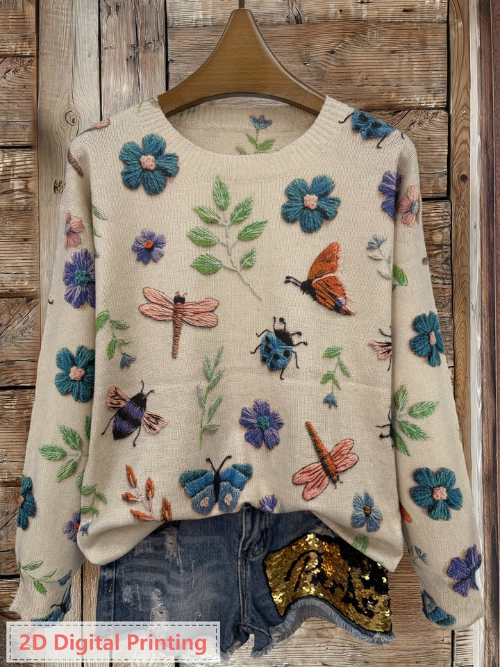 Sylvia | Embroidered Botanical Crewneck Jumper