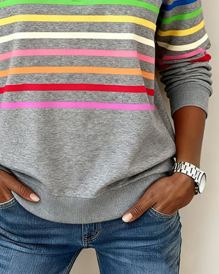 Annabel | Striped Quarter-Zip Sweatshirt