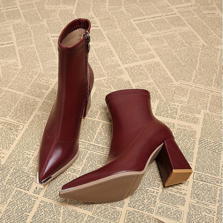 Petra | Pointed-Toe Chunky Heel Ankle Boots
