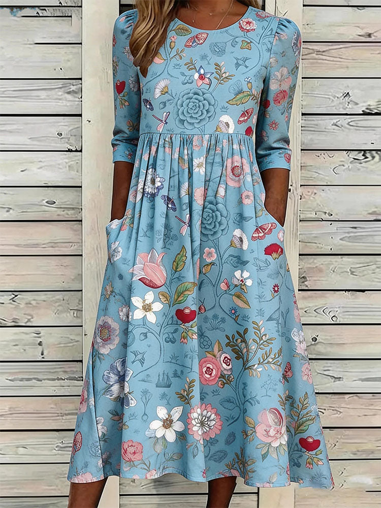Roselyn | Flattering Floral Midi Dress