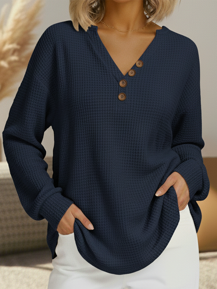 Marisol | Relaxed Button Notch-Neck Top