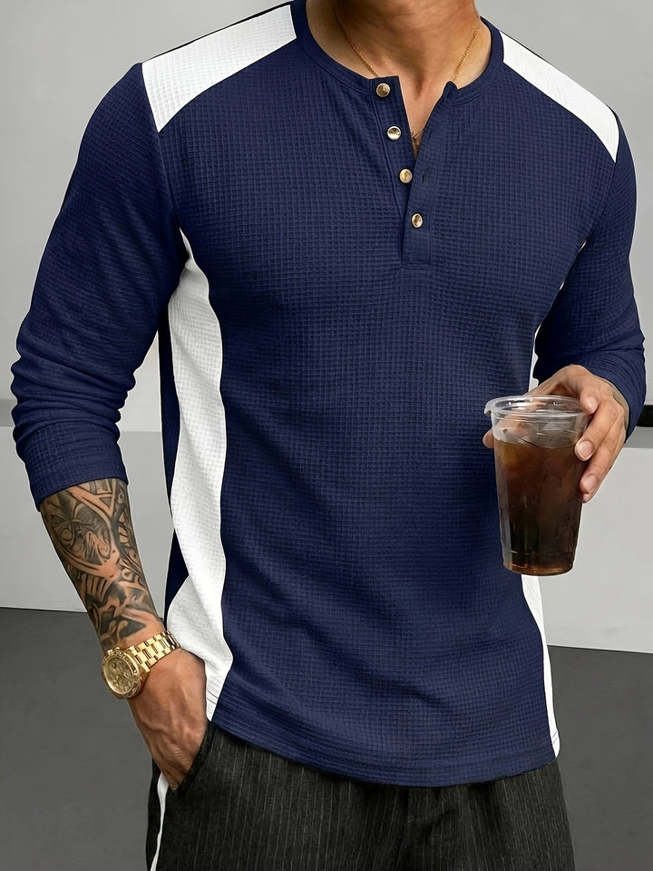 Bryce | Textured Contrast Henley Shirt