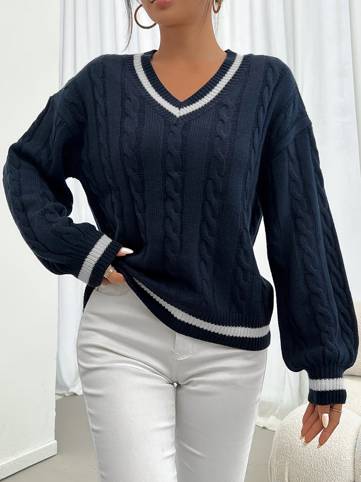 Laurel | Cable-Knit V-Neck Jumper