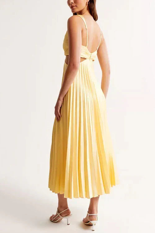 Celia | Pleated Cut-Out Midi Dress
