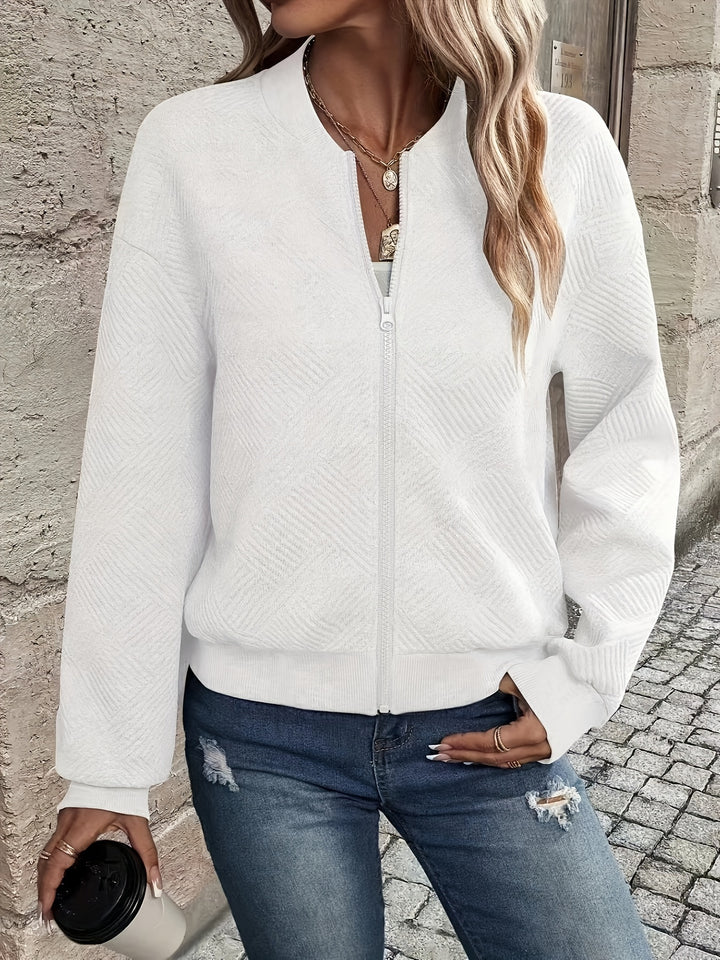 Delia | Textured Zip-Up Bomber Jacket