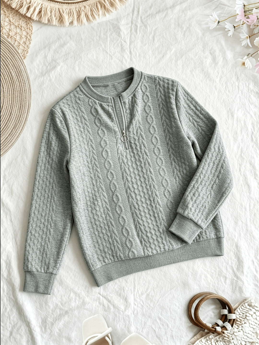Elise | Textured Half-Zip Pullover