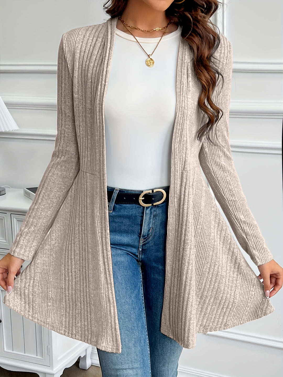 Helena | Ribbed Open-Front Cardigan
