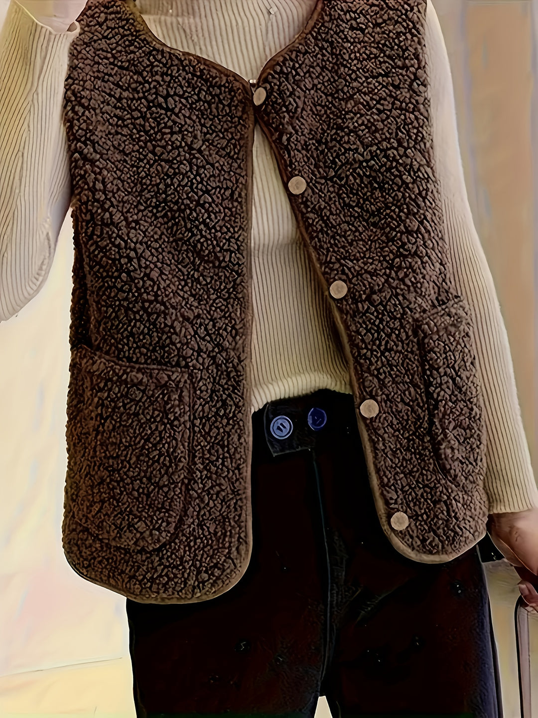 Roxanne | Textured Button-Front Gilet