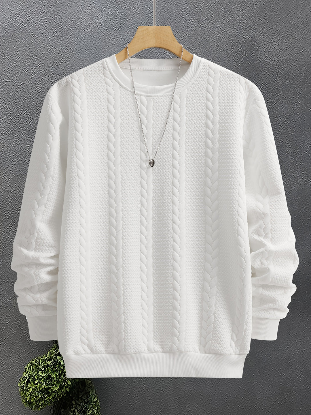 Theodore | Textured Cable-Knit Crew Sweatshirt