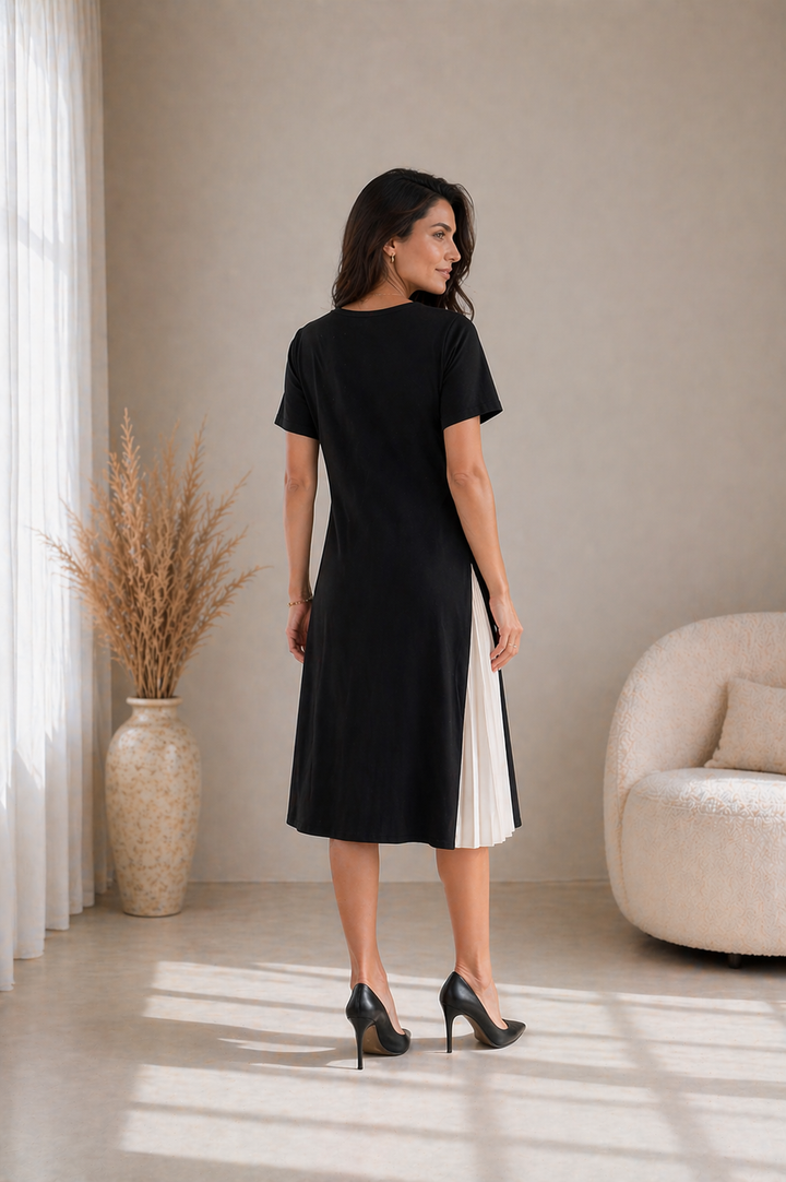 Milena | Pleated Panel Midi Dress