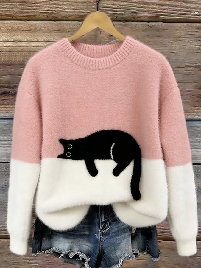Lottie | Cosy Cat-Print Oversized Jumper
