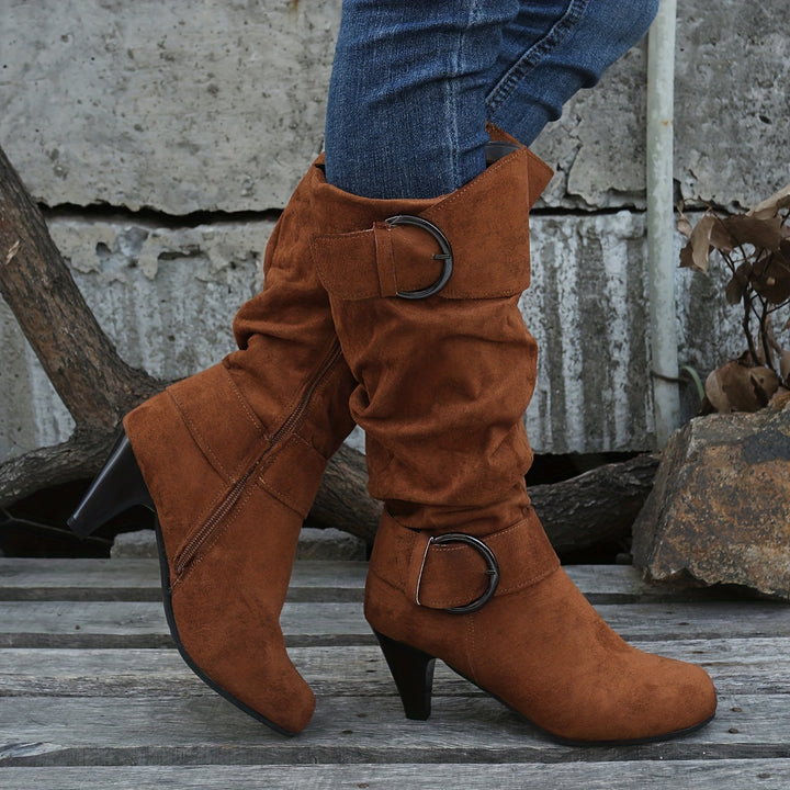 Vivien | Slouch Buckle Knee-High Boots