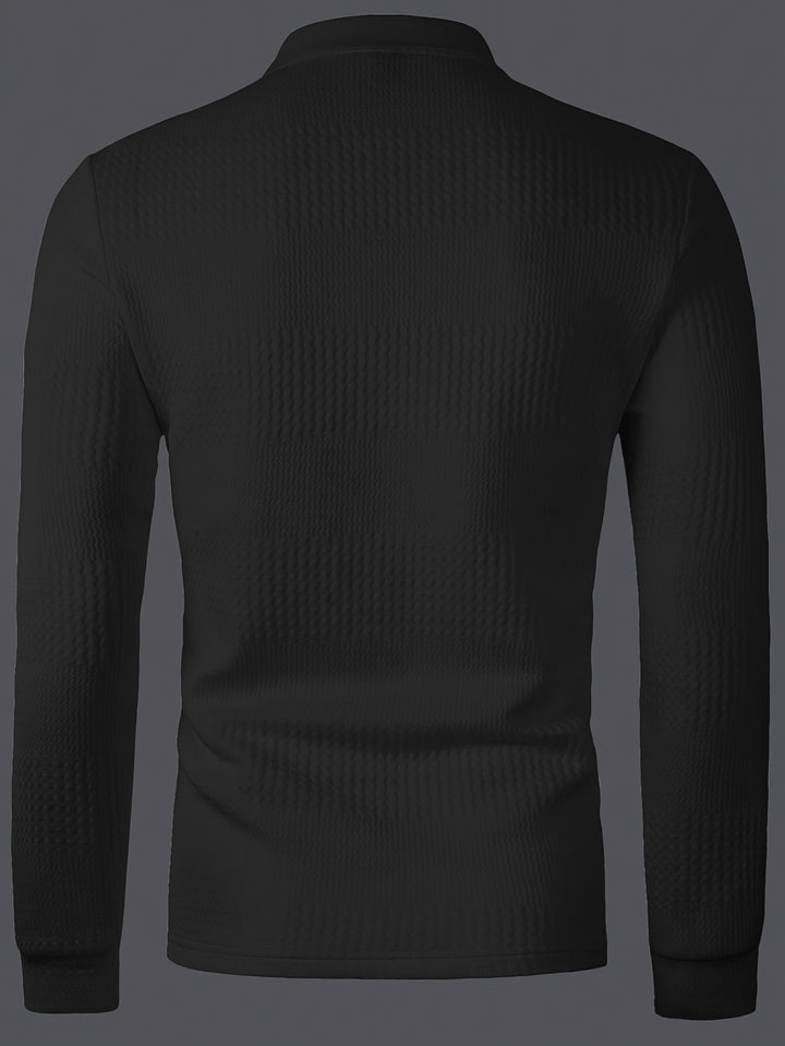 Lawrence | Textured Long Sleeve Polo Shirt