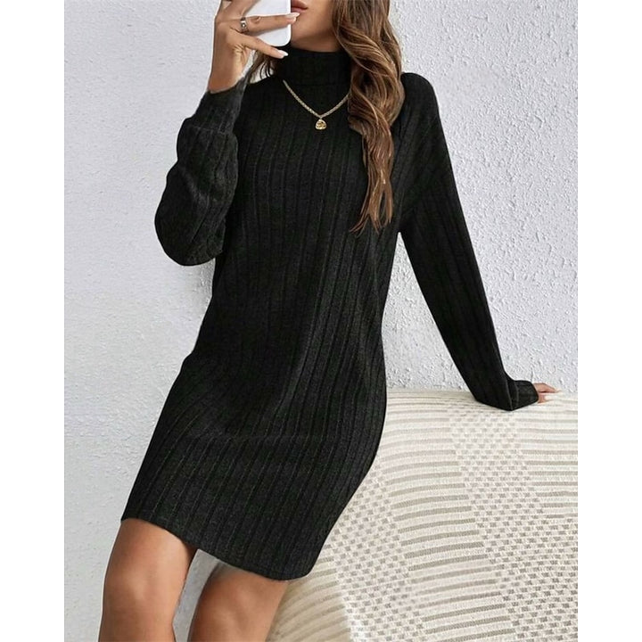 Willow | Soft Ribbed High-Neck Jumper Dress