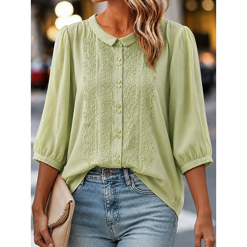 Cassandra | Embroidered Peter Pan Collar Blouse
