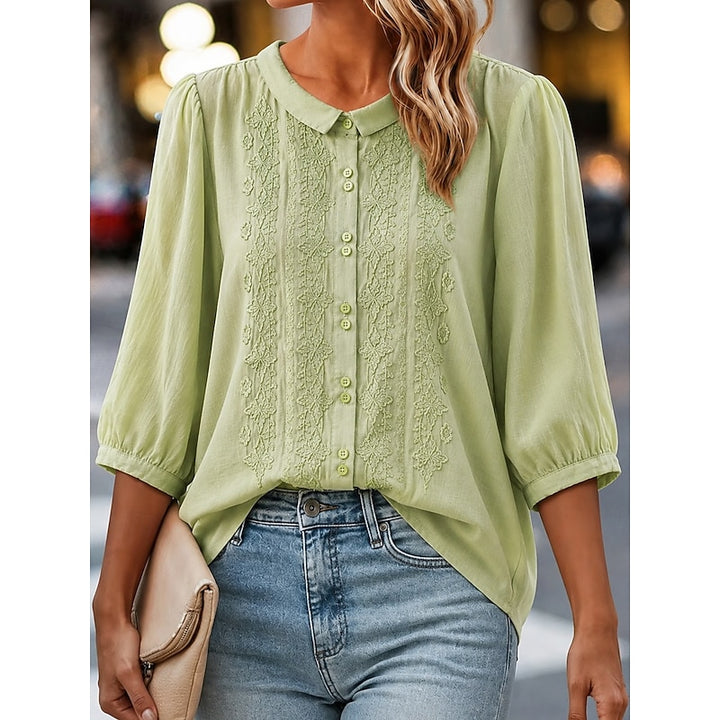 Cassandra | Embroidered Peter Pan Collar Blouse