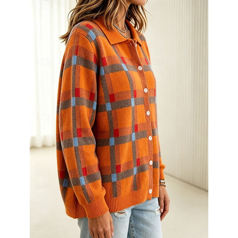 Callista | Checked Collared Cardigan