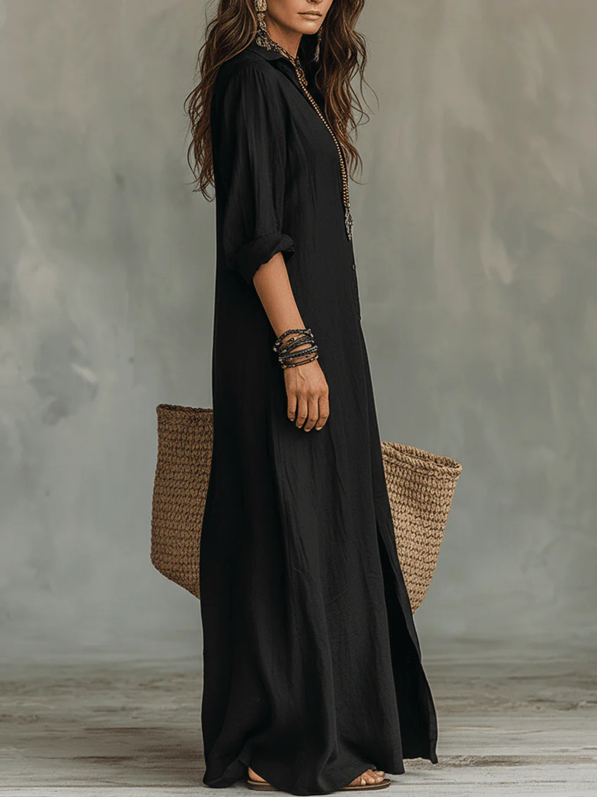 Loretta | Relaxed Collared Maxi Dress