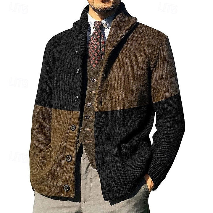 Weston | Shawl Collar Colour Block Cardigan