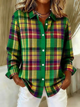 Sian | Heritage Check Button-Front Blouse