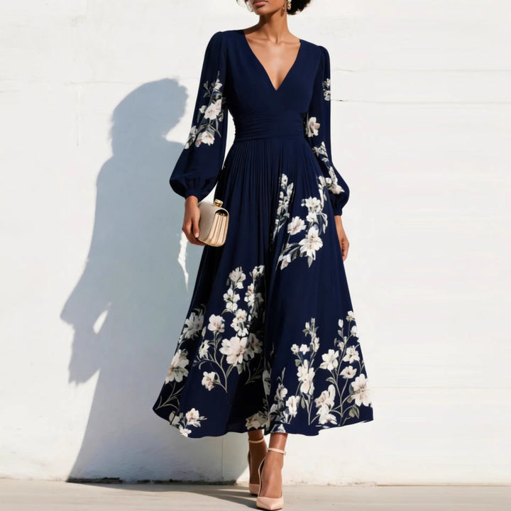 Liliana | Floral Puff-Sleeve Midi Dress