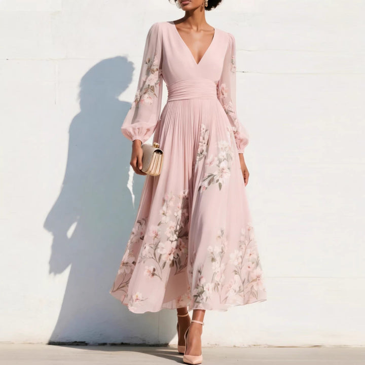Liliana | Floral Puff-Sleeve Midi Dress