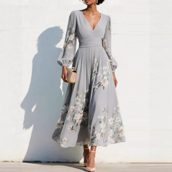 Liliana | Floral Puff-Sleeve Midi Dress