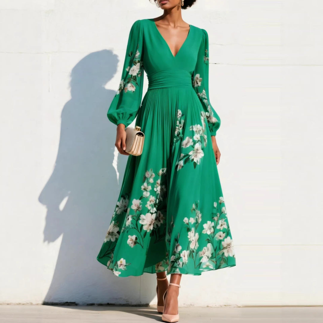 Liliana | Floral Puff-Sleeve Midi Dress