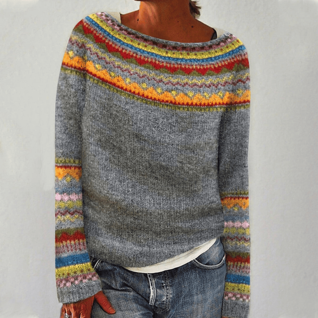 Ainsley | Patterned Boat-Neck Sweater