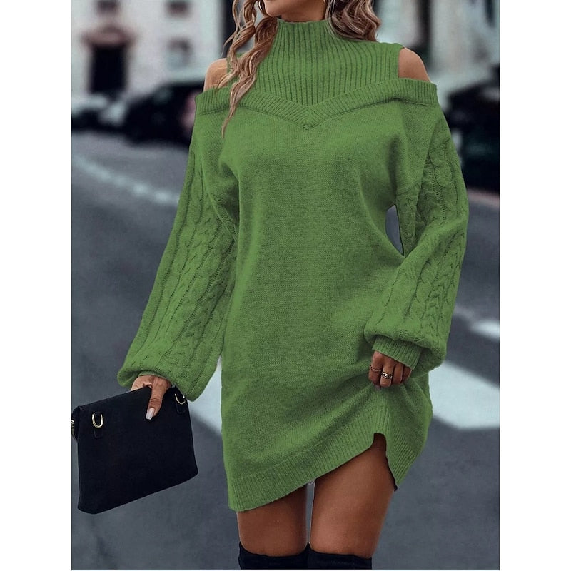 Meredith | Cold-Shoulder Turtleneck Dress