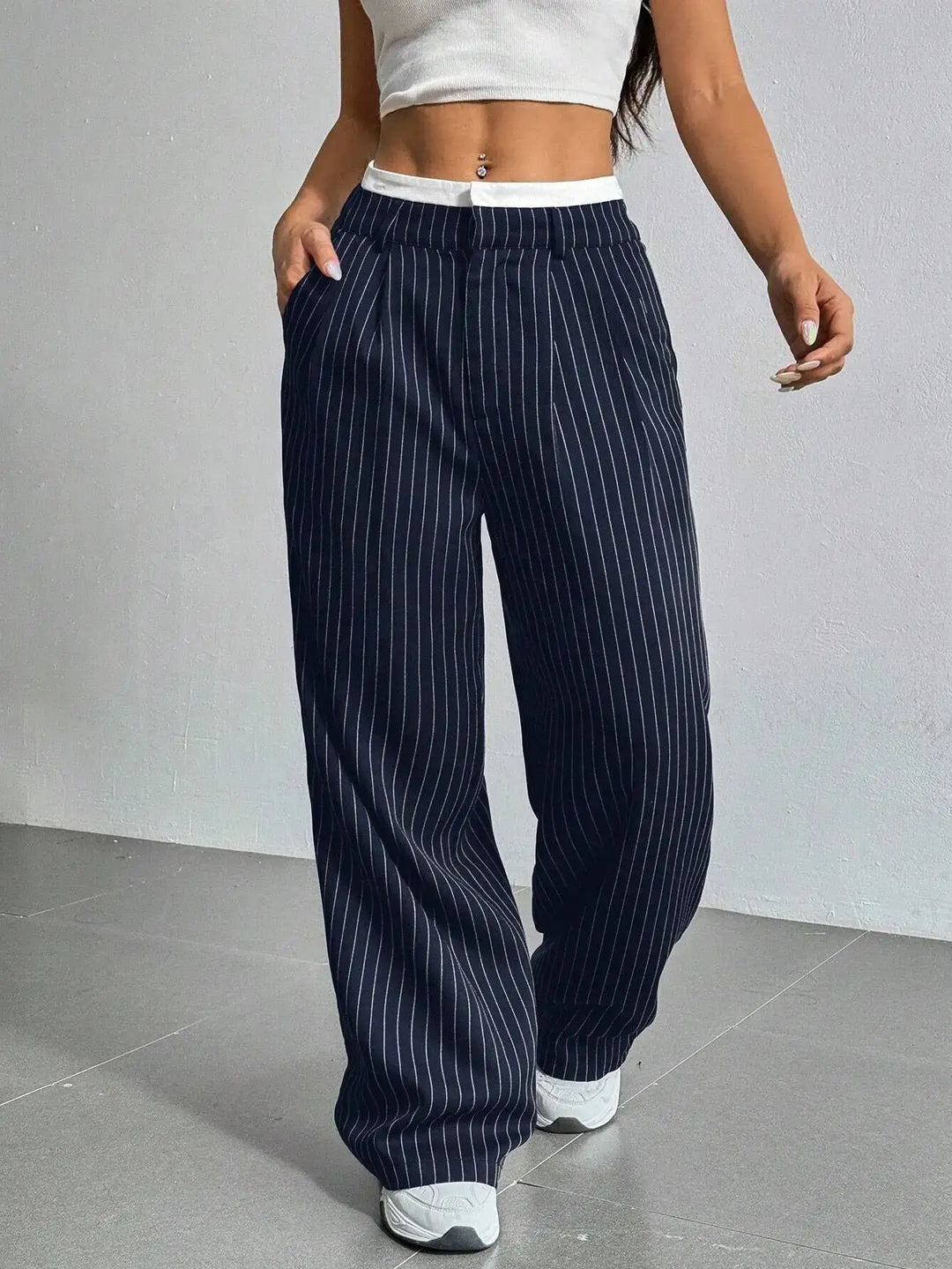 Rosanne | Pinstripe Wide-Leg Trousers
