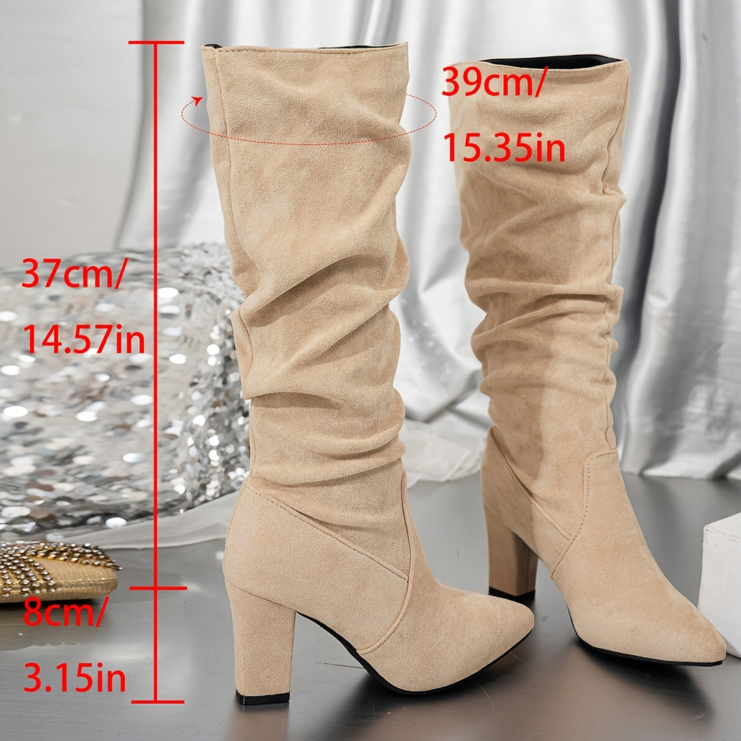 Audrey | Slouched Heeled Knee-High Boots