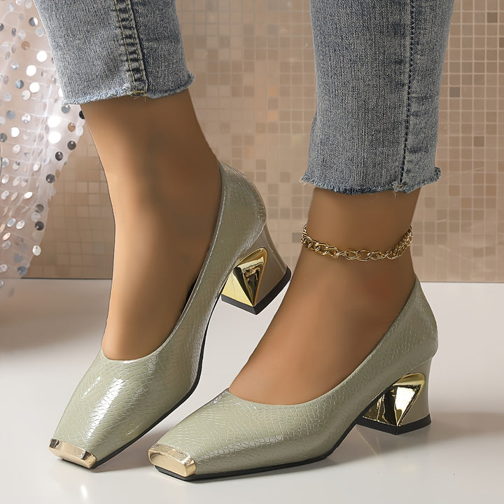 Isabelle | Elegant Square-Toe Block-Heel Pumps