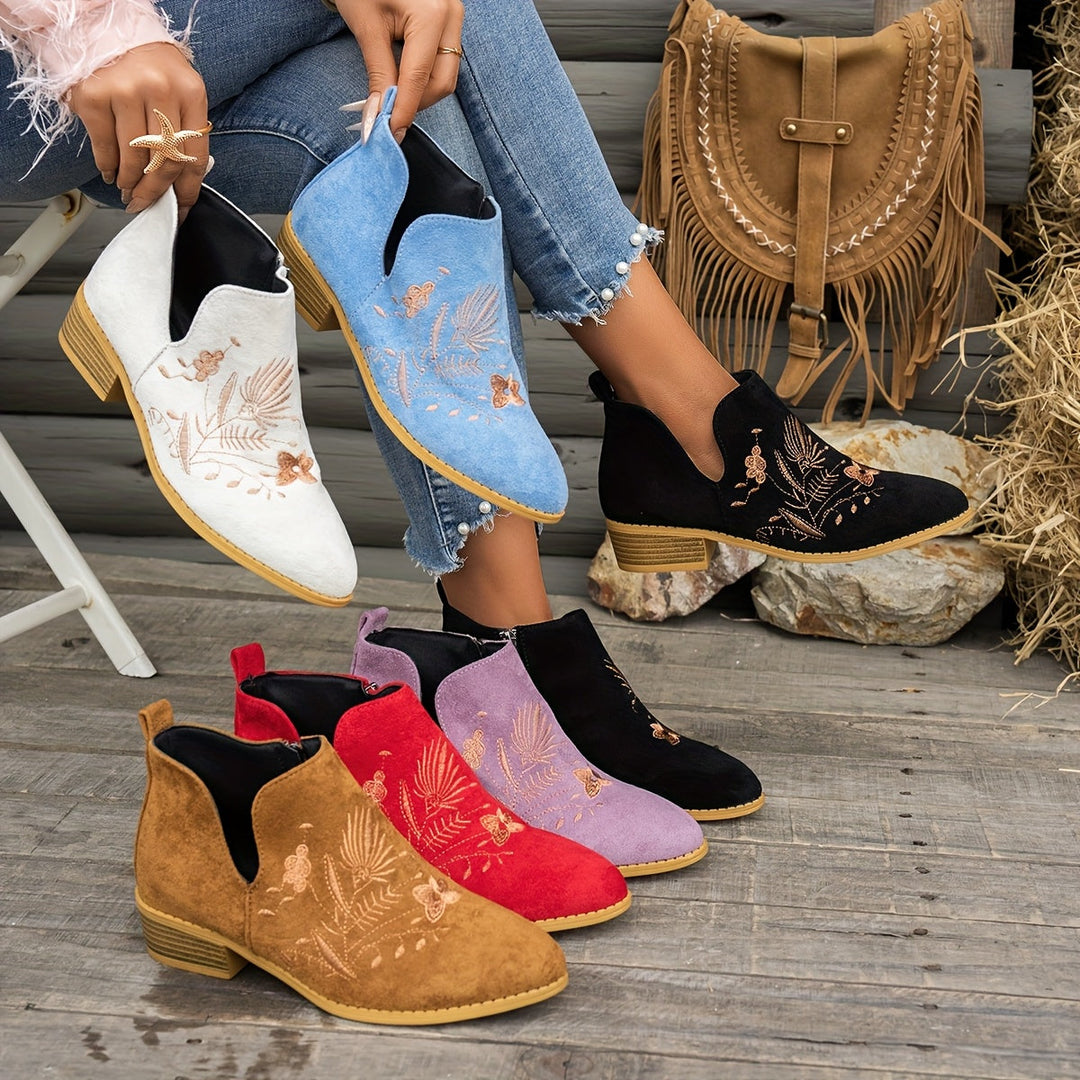 Annabel | Embroidered Ankle Boots