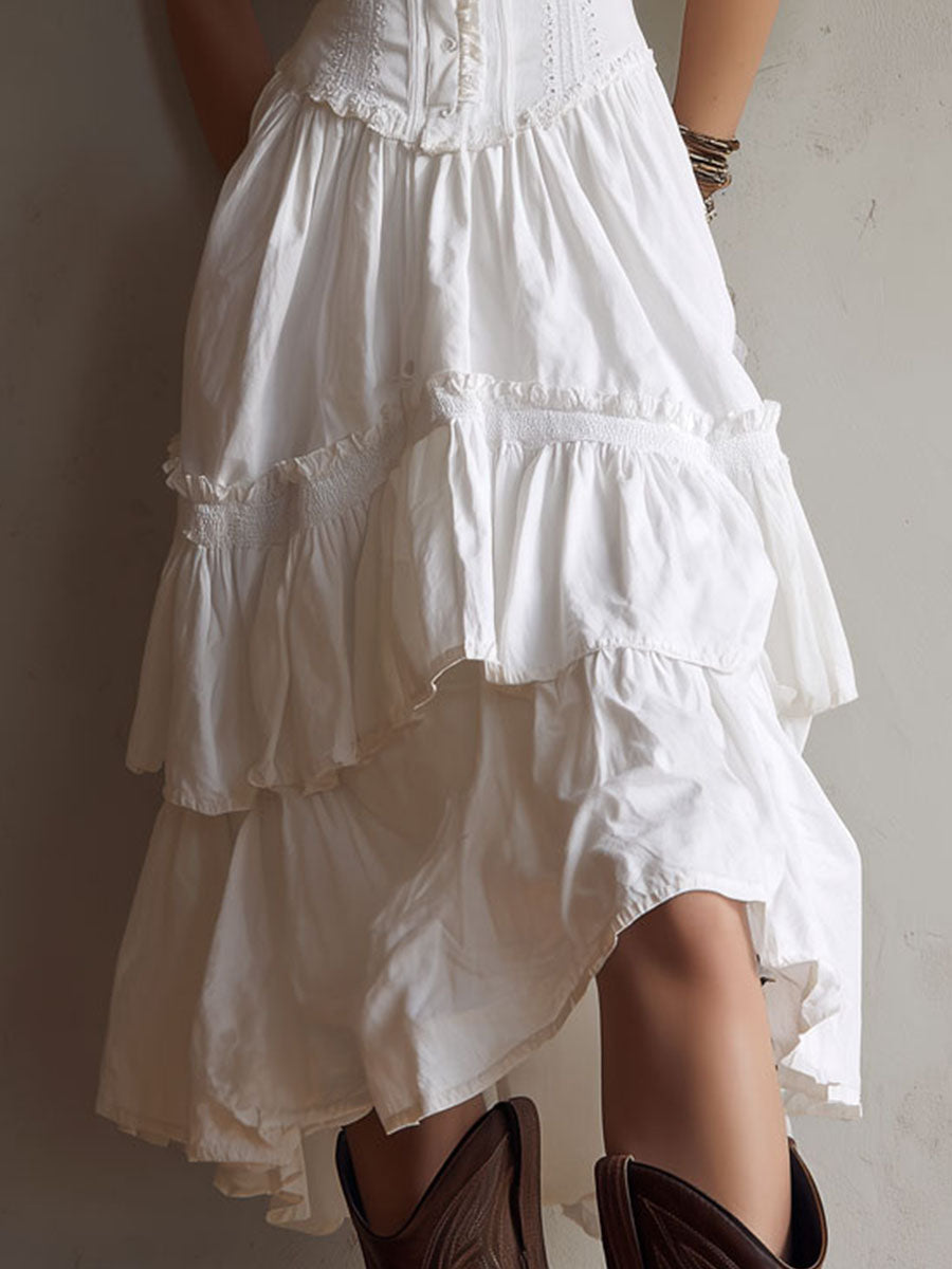 Annette | Tiered Corset Midi Dress