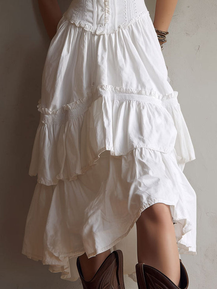 Annette | Tiered Corset Midi Dress