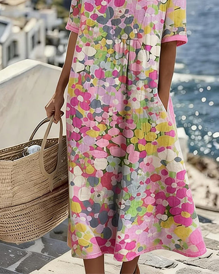 Sylvia | Blossom-Print Midi Dress