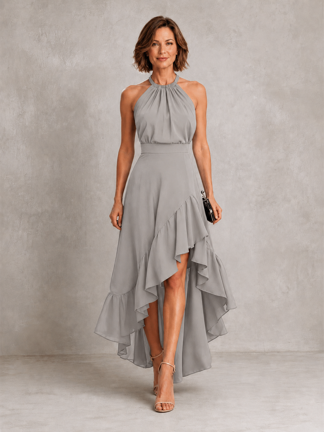 Adele | Halter Ruffle-Hem Maxi Dress