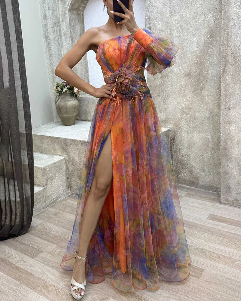 Elodie | One-Shoulder Floral Gown