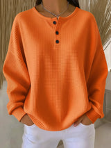Claire | Relaxed Waffle-Texture Henley Top