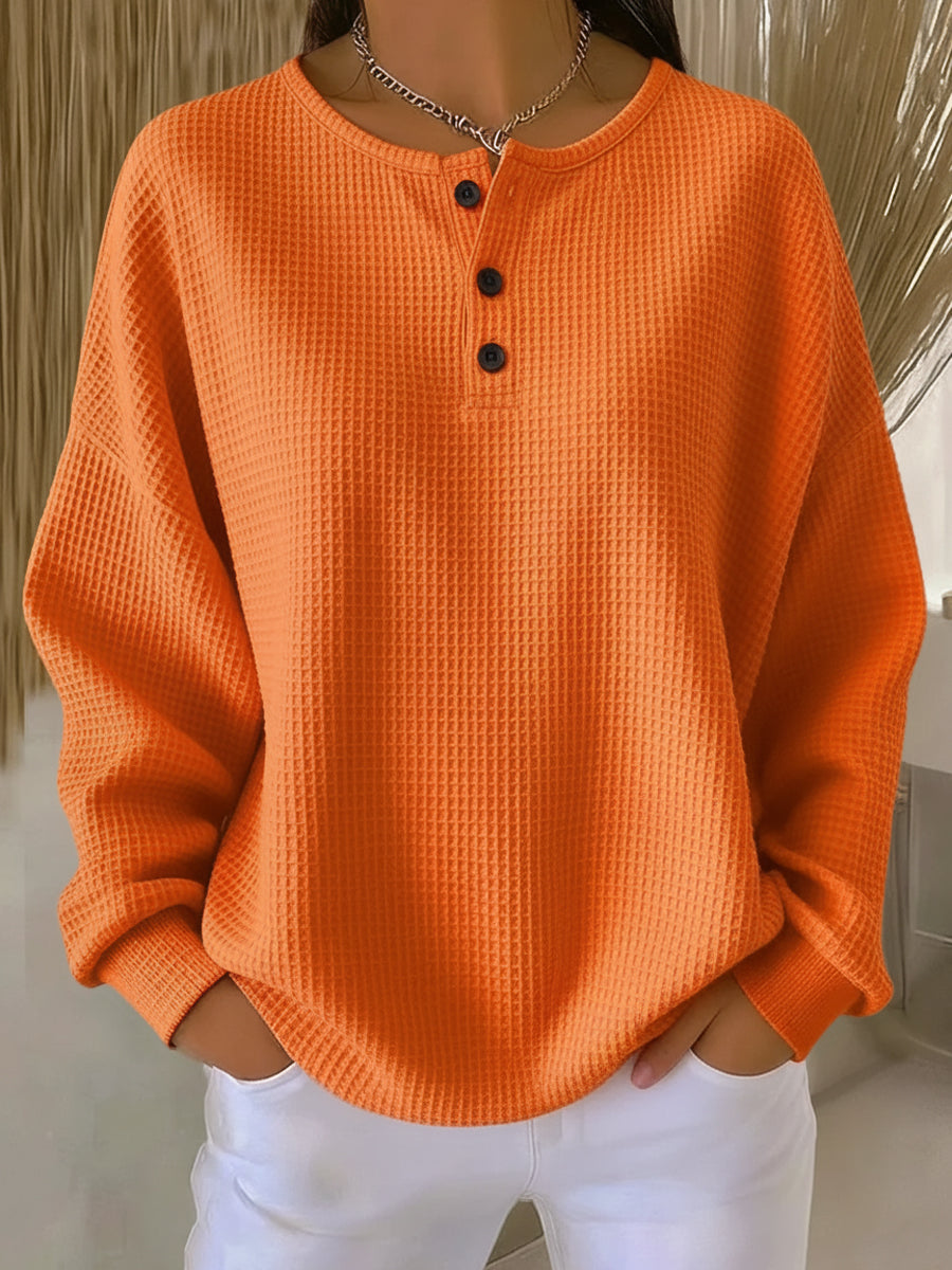 Brynn | Relaxed Waffle-Texture Henley Top