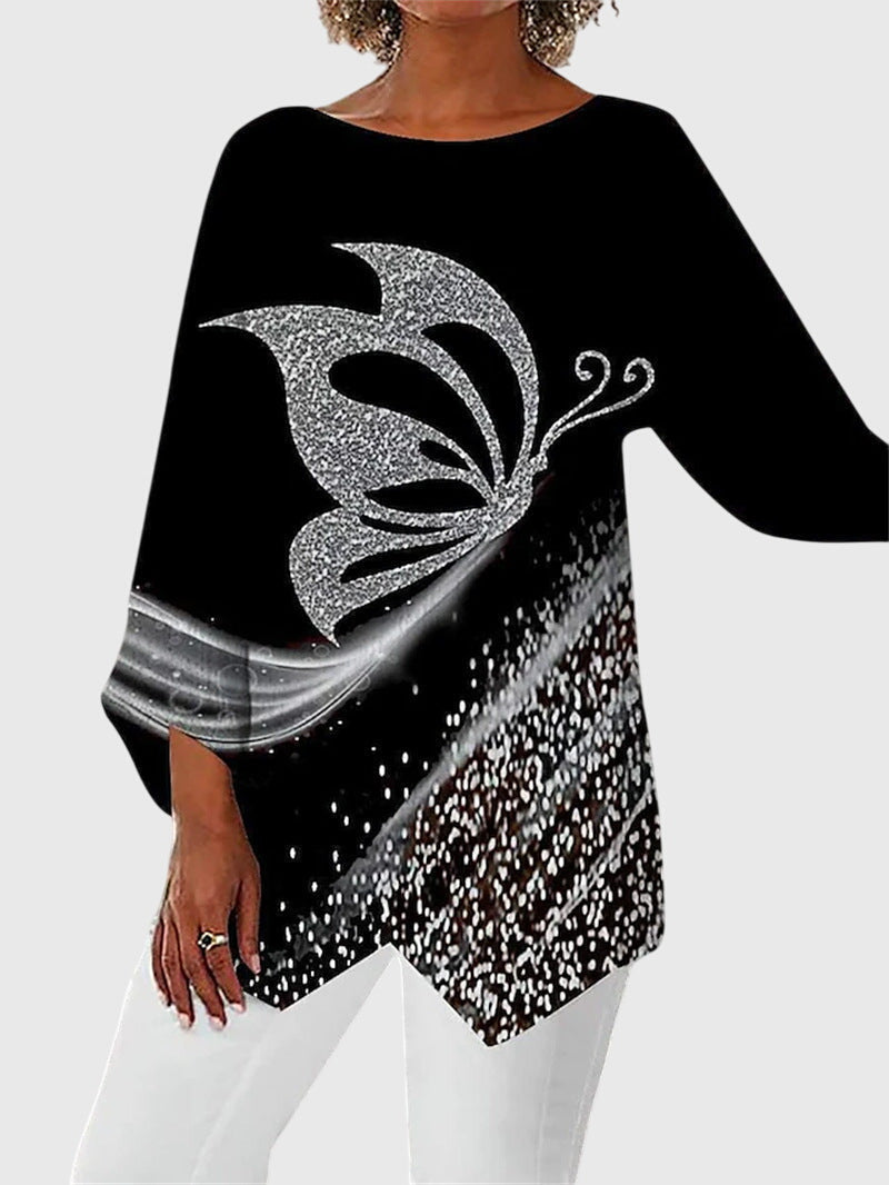 Roxanne | Shimmer Butterfly Long-Sleeve Top