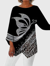 Roxanne | Shimmer Butterfly Long-Sleeve Top