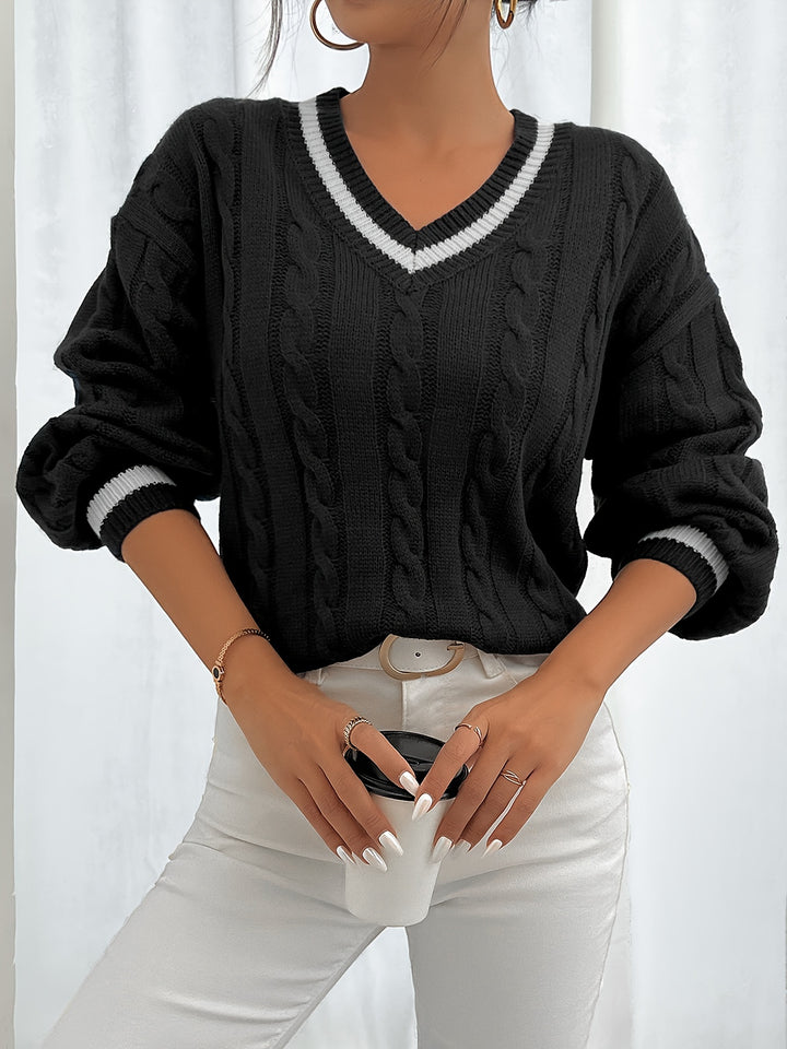 Laurel | Cable-Knit V-Neck Jumper