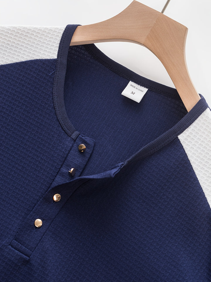 Bryce | Textured Contrast Henley Shirt